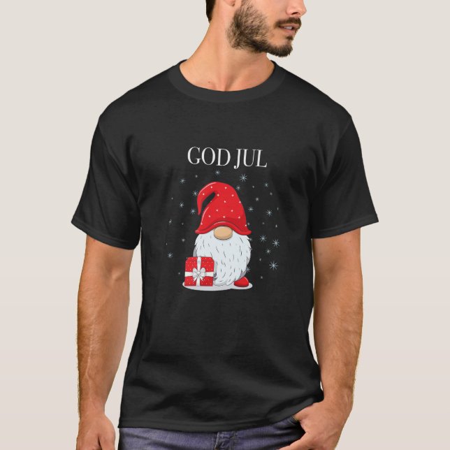 God Jul Swedish Merry Christmas Sweden Tomte Gnome T-Shirt (Front)