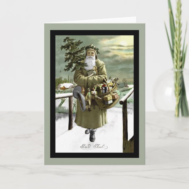 God Jul Swedish Santa Holiday Card (Front)