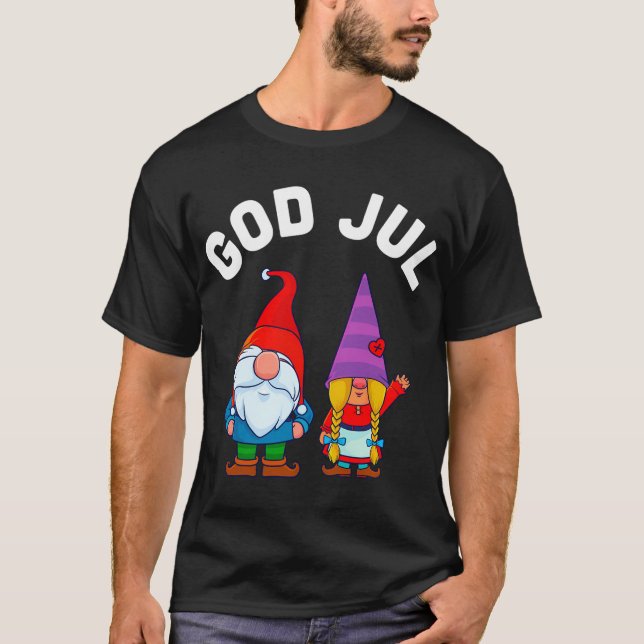 God Jul Swedish Tomte Gnome Family T-Shirt (Front)