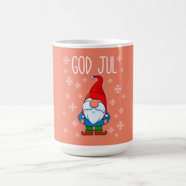 God Jul, Swedish Tomte Gnome, Scandinavian Merry Coffee Mug (Center)
