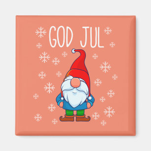God Jul, Swedish Tomte Gnome, Scandinavian Merry Magnet