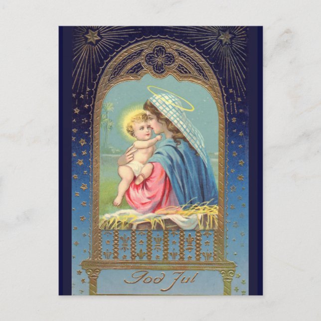 "God Jul" Swedish Vintage Postcard (Front)