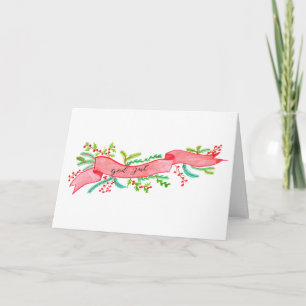 God Jul, Swedish watercolor Christmas banner Holiday Card