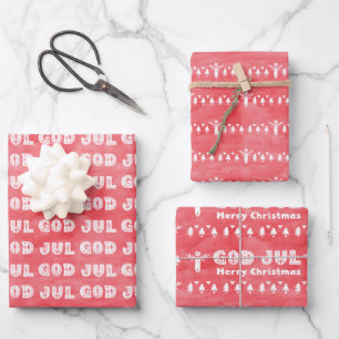 God Jul Traditional Swedish Christmas Wrapping Paper Sheet