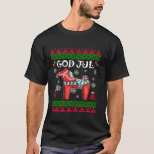 God Jul Ugly Christmas Scandinavian Dala Horse T-Shirt