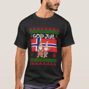 God Jul Ugly Norway Flag Christmas Scandinavian Gn T-Shirt