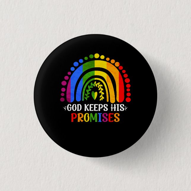 God Keeps His Promise Rainbow Christian Bible Noah 3 Cm Round Badge (Front)
