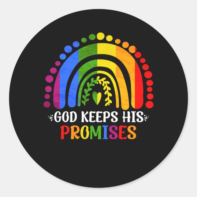 God Keeps His Promise Rainbow Christian Bible Noah Classic Round Sticker (Front)