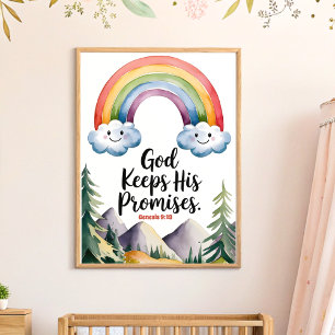 God Keeps His Promises Christian Nursery Wall Art