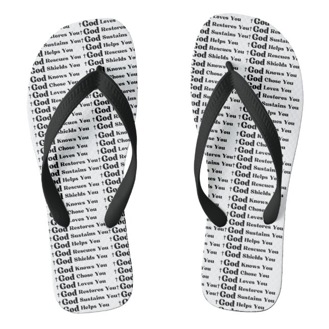 God Knows You, Loves You, Restores & Rescue You Thongs (Footbed)