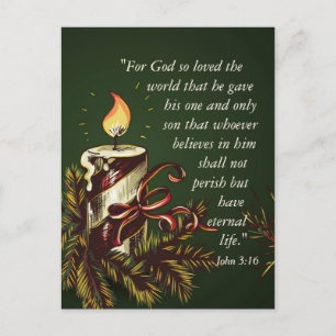 God Loved the World Bible Verse Christmas Postcard