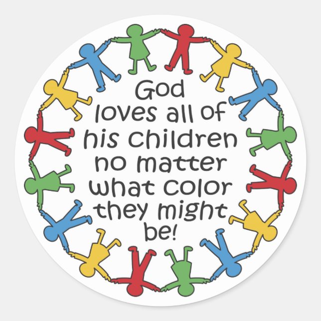 God Loves All Classic Round Sticker (Front)