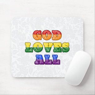 "God Loves All" Gay/LGBTQIA+/Queer Christian Pride Mouse Pad