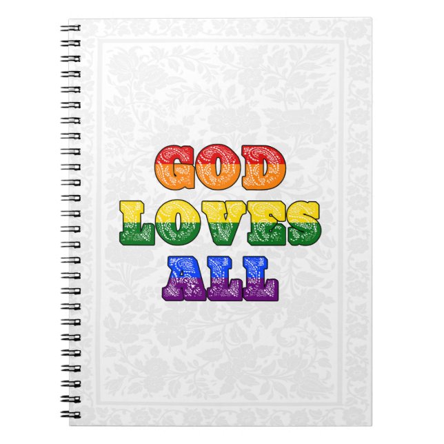 "God Loves All" Gay/LGBTQIA+/Queer Christian Pride Notebook (Front)