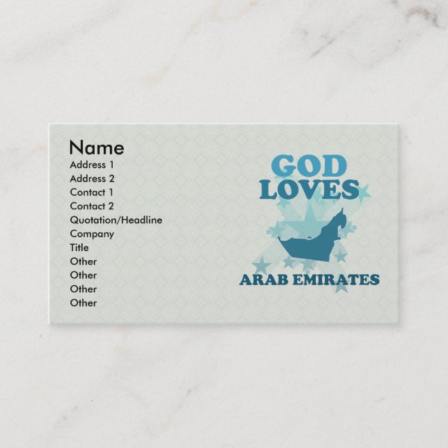 God Loves Arab Emirates Business Card (Front)