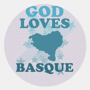 God Loves Basque Classic Round Sticker
