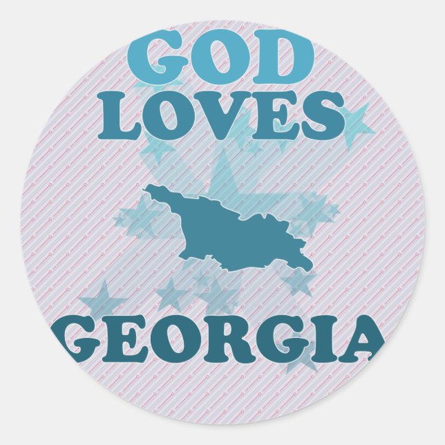 God Loves Georgia Classic Round Sticker (Front)