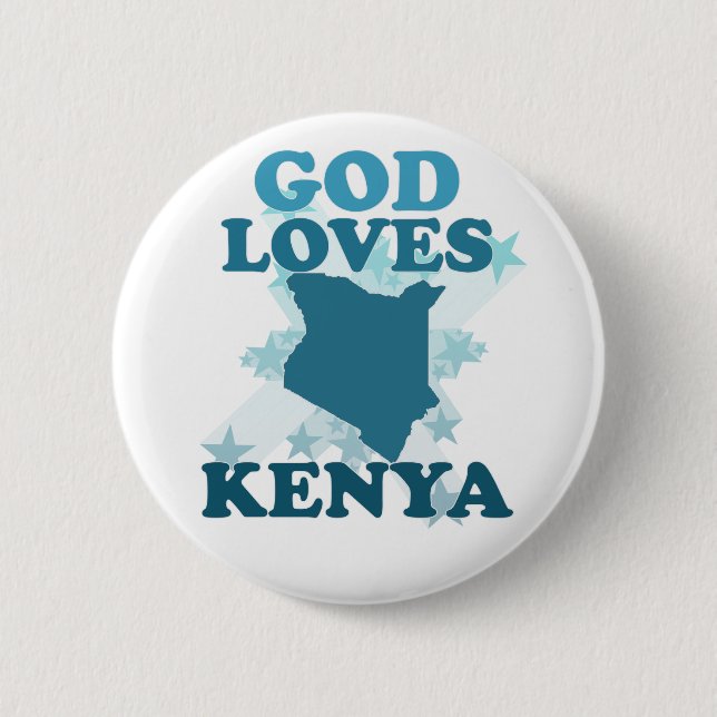 God Loves Kenya 6 Cm Round Badge (Front)