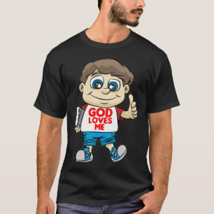 God Loves Me  Belcher Christ with Bible and God Co T-Shirt