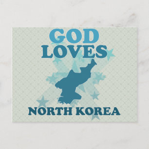 God loves north korea postcard
