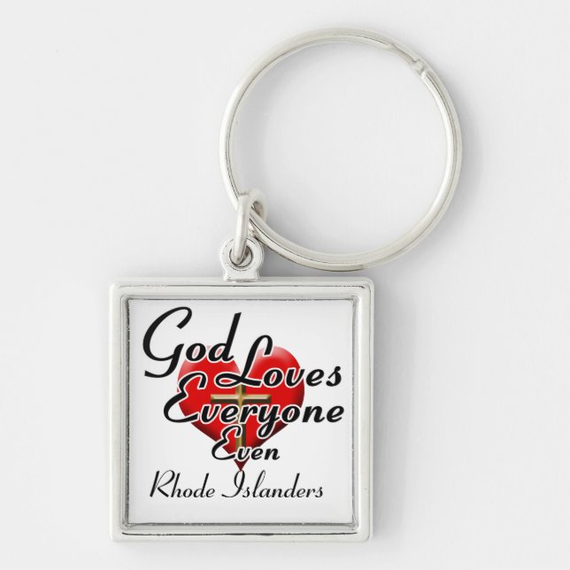 God Loves Rhode Islanders Key Ring (Front)