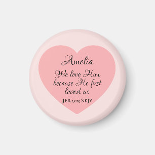 God Loves You Bible Verse Pinkish Red Heart Simple Magnet