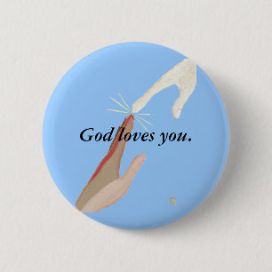 God loves you Energy, Multi-racial Hands Buttons