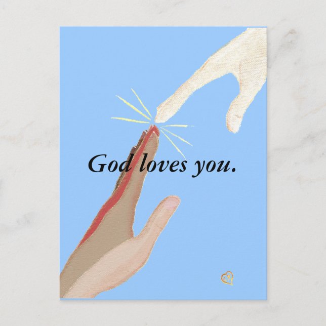 God loves you, Energy, Multi-racial Hands Postcard (Front)
