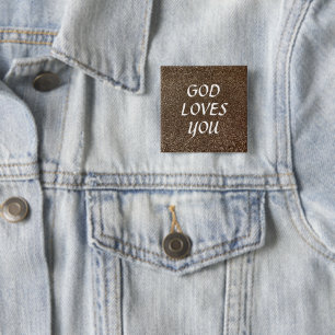 God Loves You Glitter Custom Text Christian Gift 15 Cm Square Badge