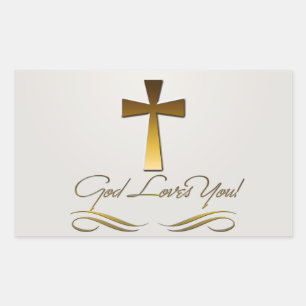 God Loves You Rectangular Sticker