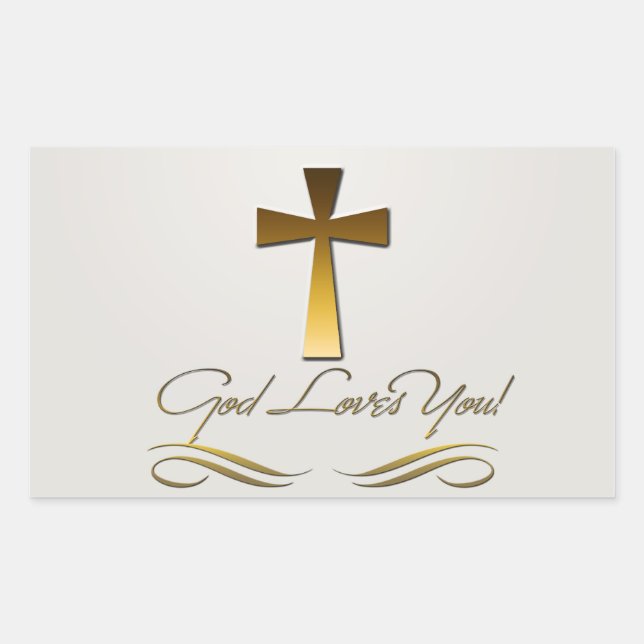 God Loves You Rectangular Sticker (Front)