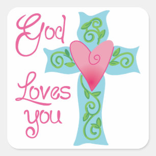 God Loves You Square Sticker