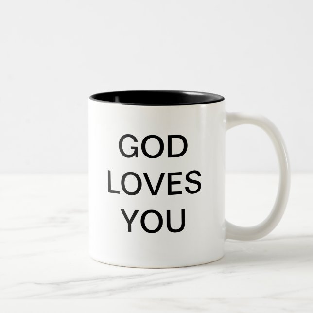 GOD LOVES YOU Two-Tone COFFEE MUG (Right)
