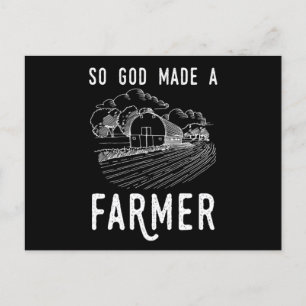 God Made A Farmer Farm Farming Ranch Tractor Agric Postcard