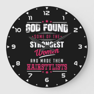 God Made HairStylists Hilarious Profession Design Large Clock