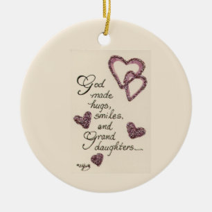 God made hugs coloured drawing saying  ceramic orn ornament