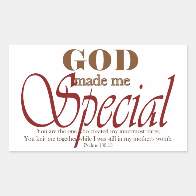 God Made Me Special Rectangular Sticker (Front)