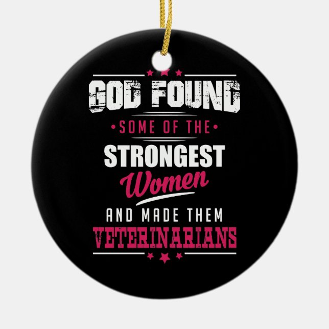 God Made Veterinarians Hilarious Profession Design Ceramic Tree Decoration (Front)