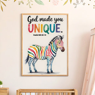 God Made You Unique Christian Nursery Wall Art