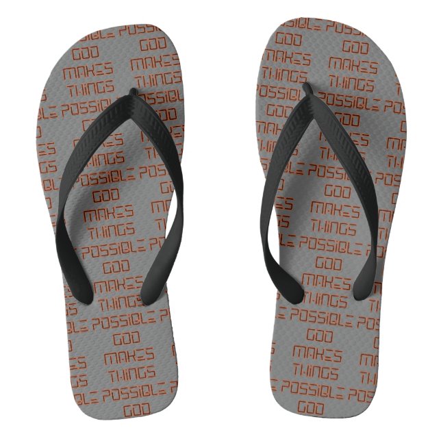 God Makes Things Possible Grey All-Over Unisex Thongs (Footbed)