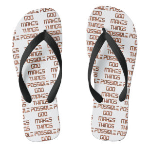 God Makes Things Possible White All-Over Unisex Thongs