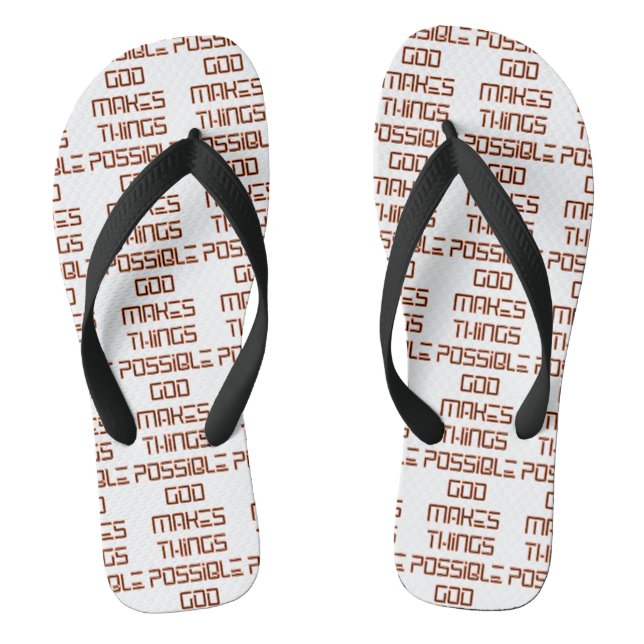 God Makes Things Possible White All-Over Unisex Thongs (Footbed)