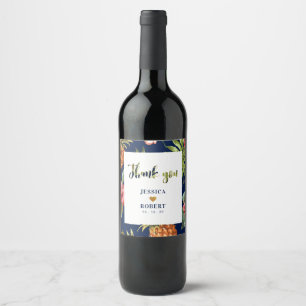 God & Navy Tropical Wedding Custom Wine Label