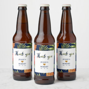 God & Navy   Tropical Wedding Shower Beer Label