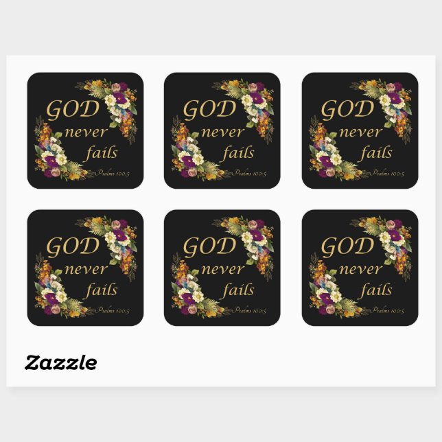GOD Never Fails – Women’s Christian Faith Bible   Square Sticker (Sheet)