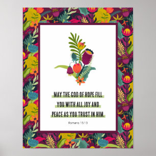 God of Hope Colorful Floral Pattern Abstract Poster