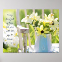 God of Hope Quote Yellow Flower Photography Poster