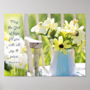 God of Hope Quote Yellow Flower Photography Poster