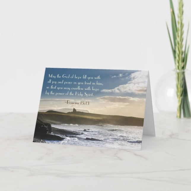 God of Hope, Romans 15:13 Bible Verse, Irish Coast Card (Front)