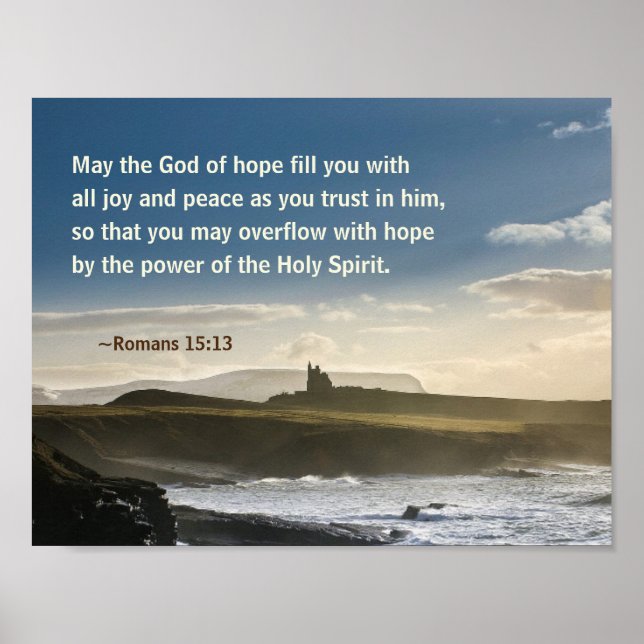 God of Hope, Romans 15:13 Bible Verse, Irish Coast Poster (Front)